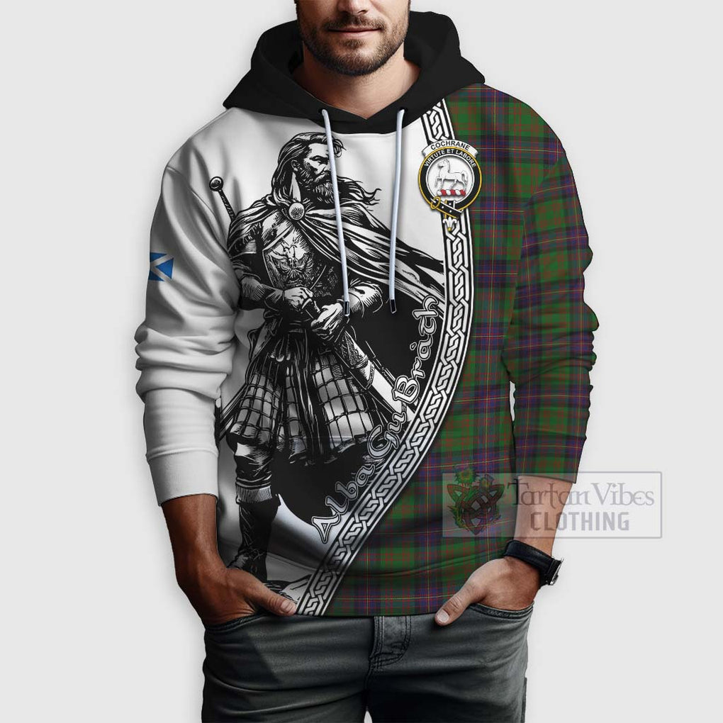 Tartan Vibes Clothing Cochrane Tartan Clan Crest Hoodie with Highlander Warrior Celtic Style