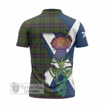 Cochrane Tartan Family Crest Zipper Polo Shirt Scottish Thistle Celtic Inspired - Tartan Vibes Clothing