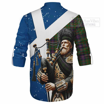 Cochrane Tartan Ghillie Kilt Shirt with Family Crest Scottish Bagpiper Vibes