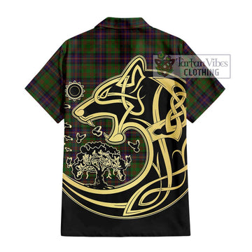 Cochrane Tartan Short Sleeve Button Shirt with Family Crest Celtic Wolf Style