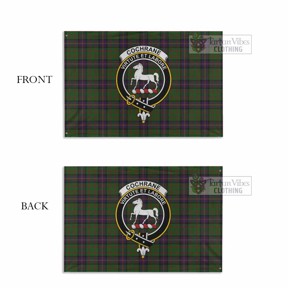 Tartan Vibes Clothing Cochrane Tartan House Flag with Family Crest