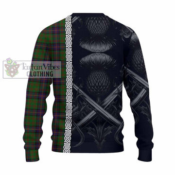 Cochrane Tartan Knitted Sweater with Family Crest Cross Sword Thistle Celtic Vibes