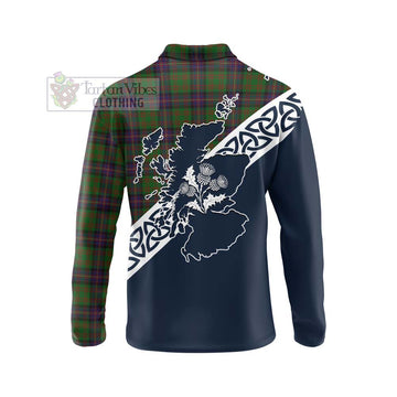 Cochrane Tartan Long Sleeve Polo Shirt Featuring Thistle and Scotland Map