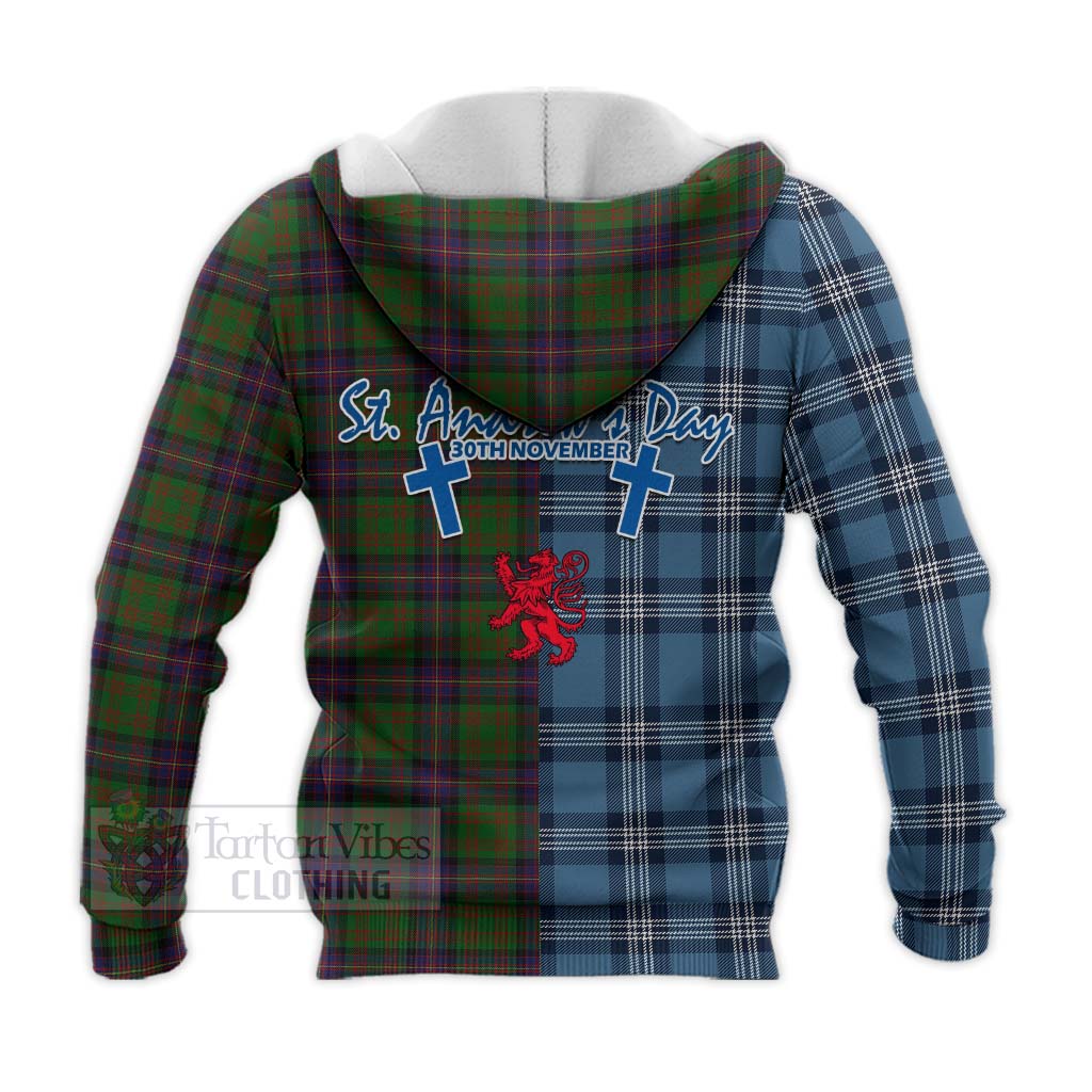 Tartan Vibes Clothing Cochrane Tartan Knitted Hoodie Happy St. Andrew's Day Half Tartan Style