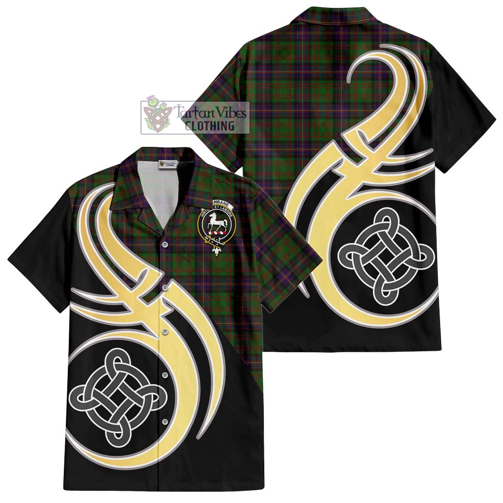 Cochrane Tartan Short Sleeve Button Shirt with Family Crest and Celtic Symbol Style - Tartan Vibes Clothing