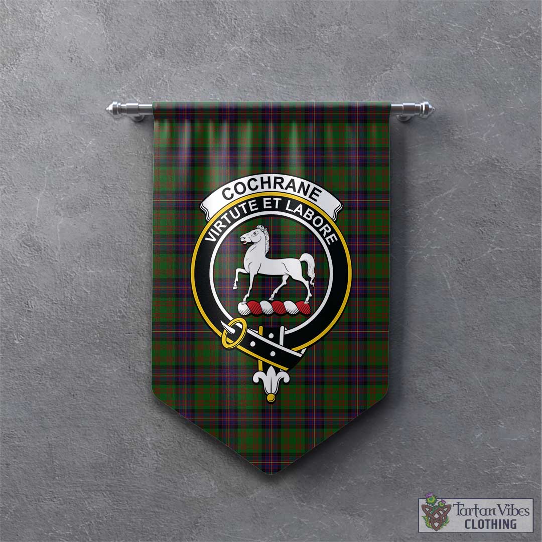 Tartan Vibes Clothing Cochrane Tartan Gonfalon, Tartan Banner with Family Crest