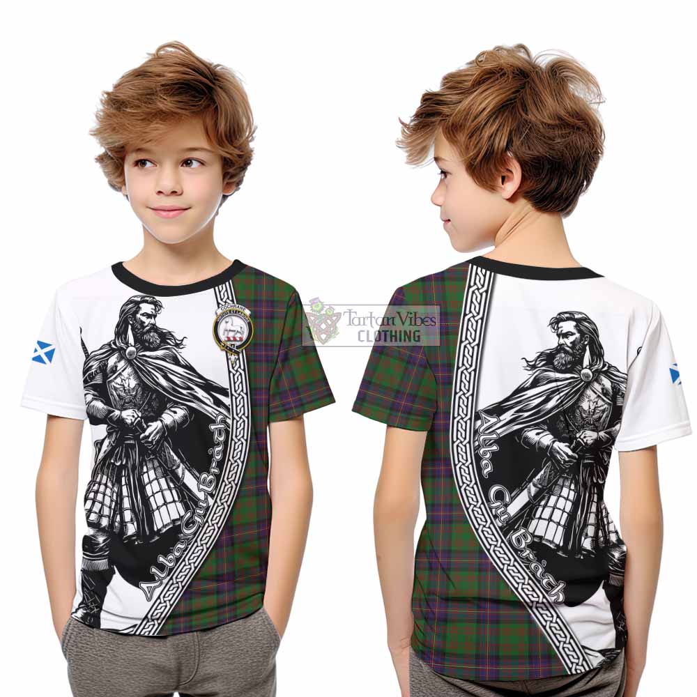 Cochrane Tartan Clan Crest Kid T-Shirt with Highlander Warrior Celtic Style - Tartan Vibes Clothing