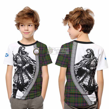 Cochrane Tartan Clan Crest Kid T-Shirt with Highlander Warrior Celtic Style - Tartan Vibes Clothing