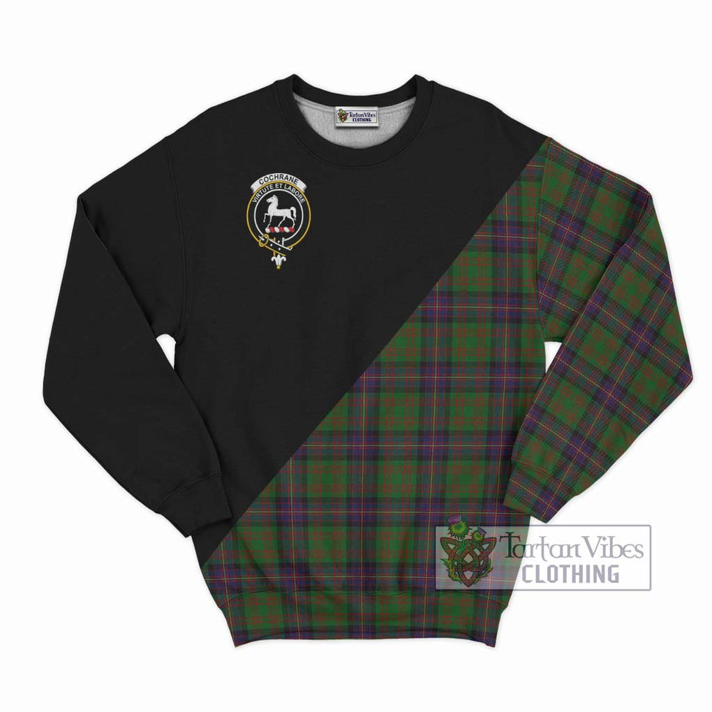 Cochrane Tartan Sweatshirt with Family Crest and Military Logo Style - Tartanvibesclothing Shop