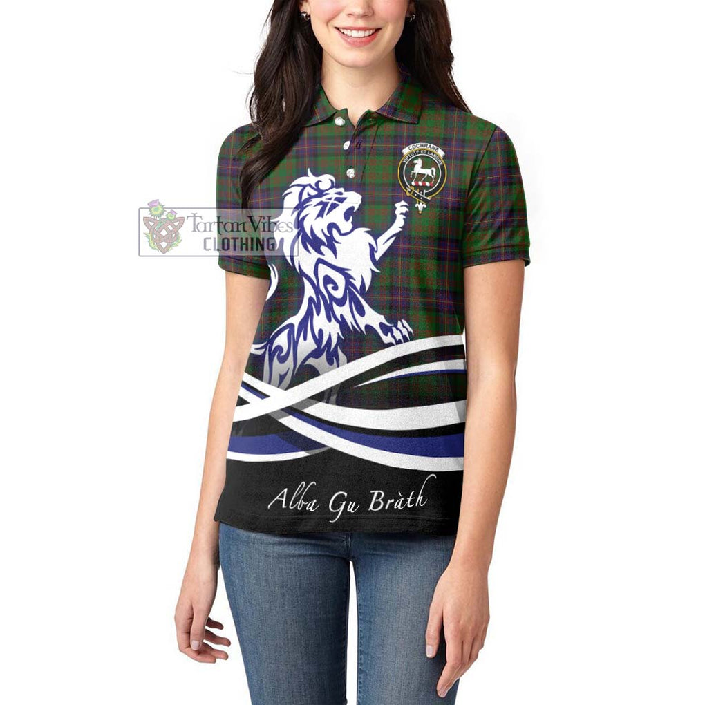 Cochrane Tartan Women's Polo Shirt with Alba Gu Brath Regal Lion Emblem - Tartanvibesclothing Shop