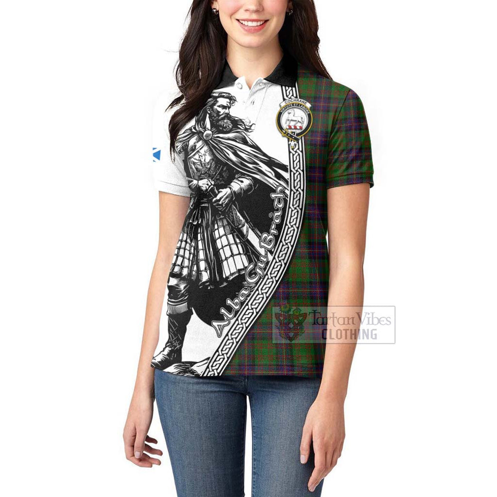 Tartan Vibes Clothing Cochrane Tartan Clan Crest Women's Polo Shirt with Highlander Warrior Celtic Style