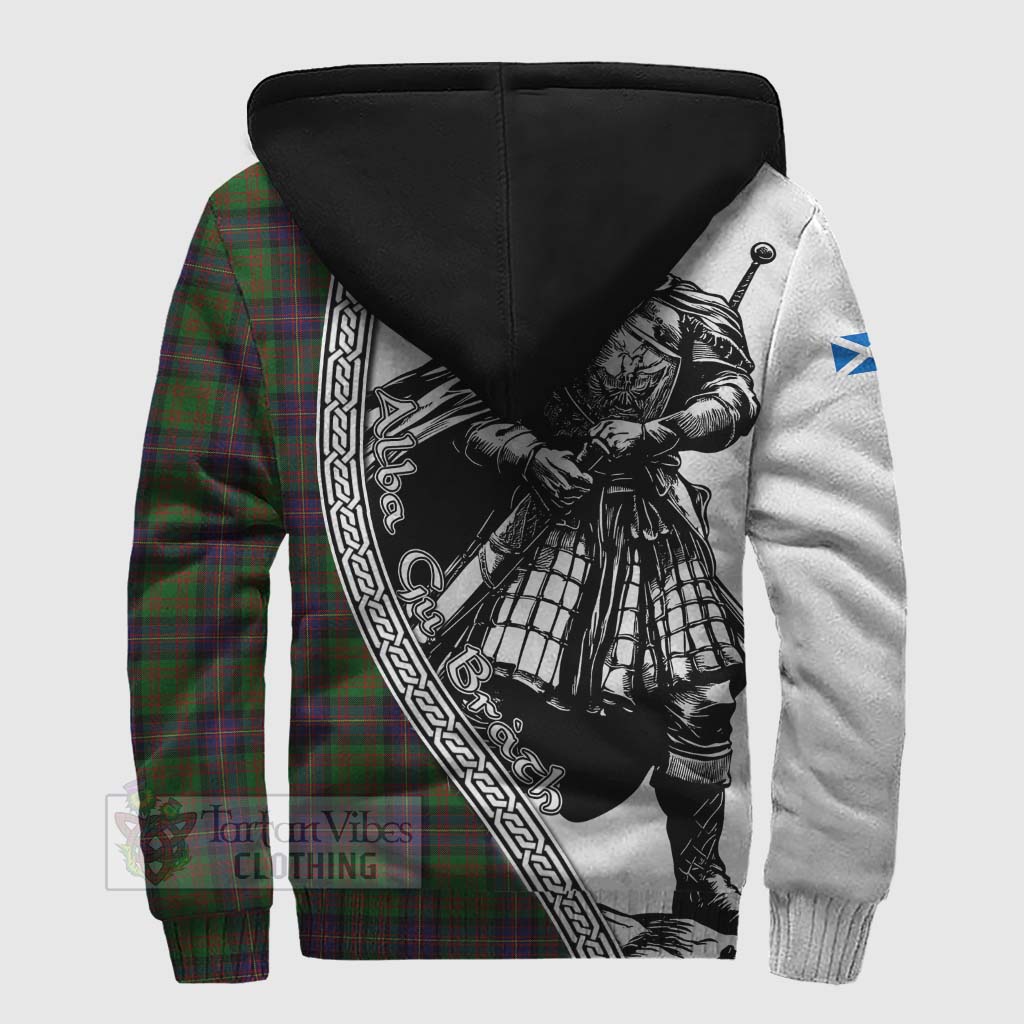 Tartan Vibes Clothing Cochrane Tartan Clan Crest Sherpa Hoodie with Highlander Warrior Celtic Style