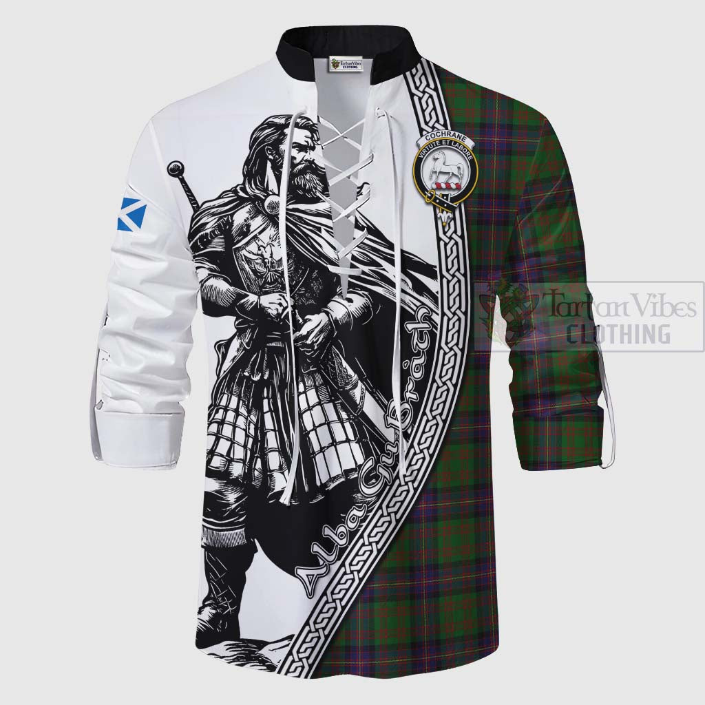 Tartan Vibes Clothing Cochrane Tartan Clan Crest Ghillie Kilt Shirt with Highlander Warrior Celtic Style