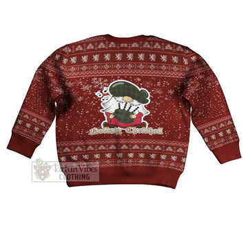 Cochrane Clan Christmas Kid Ugly Sweater with Gnome Playing Bagpipes