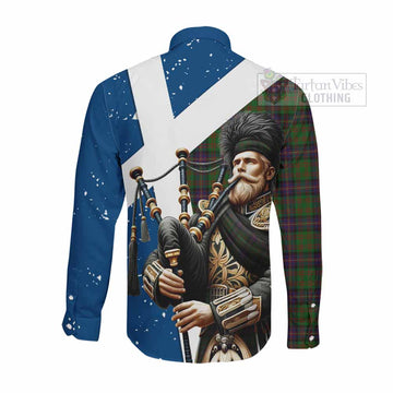 Cochrane Tartan Long Sleeve Button Shirt with Family Crest Scottish Bagpiper Vibes