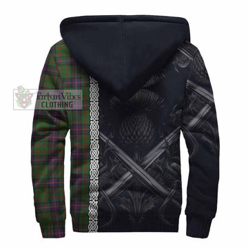 Cochrane Tartan Sherpa Hoodie with Family Crest Cross Sword Thistle Celtic Vibes