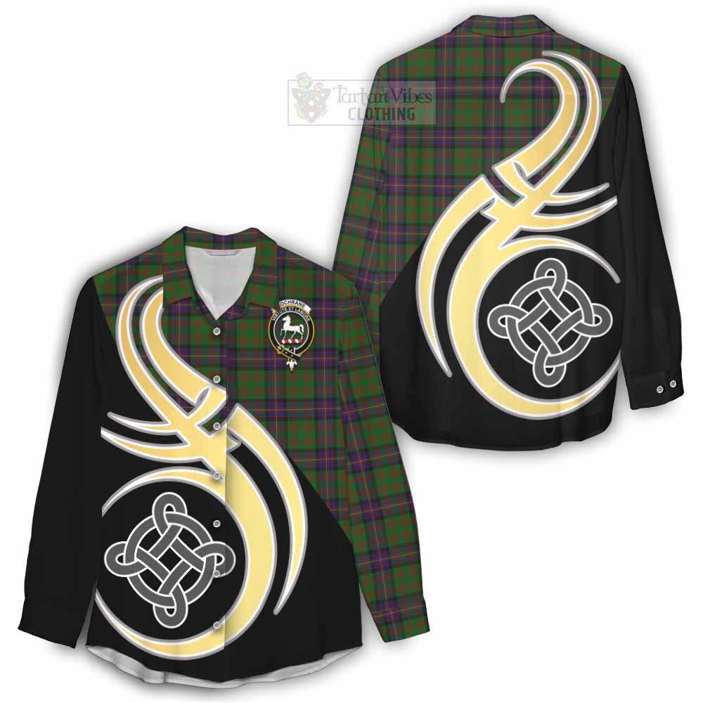 Tartan Vibes Clothing Cochrane Tartan Women's Casual Shirt with Family Crest and Celtic Symbol Style