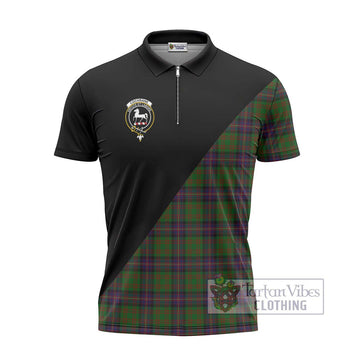 Cochrane Tartan Zipper Polo Shirt with Family Crest and Military Logo Style