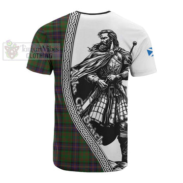 Cochrane Tartan Clan Crest Cotton T-shirt with Highlander Warrior Celtic Style