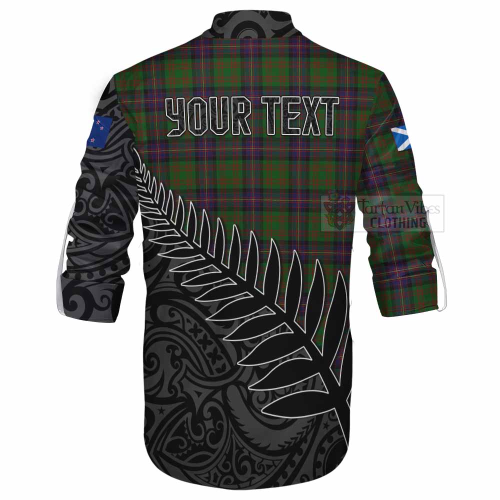 Tartan Vibes Clothing Cochrane Crest Tartan Ghillie Kilt Shirt with New Zealand Silver Fern Half Style