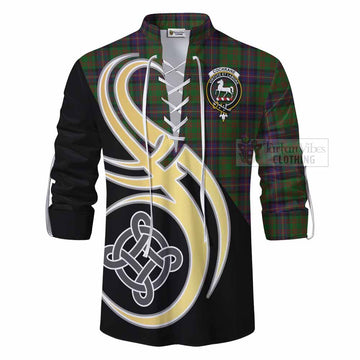 Cochrane Tartan Ghillie Kilt Shirt with Family Crest and Celtic Symbol Style