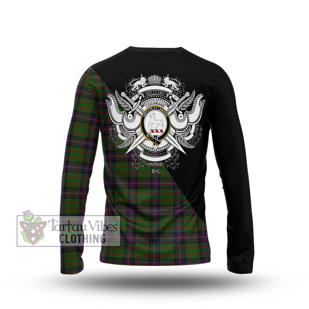 Cochrane Tartan Long Sleeve T-Shirt with Family Crest and Military Logo Style - Tartanvibesclothing Shop