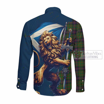 Cochrane Tartan Family Crest Long Sleeve Button Shirt with Scottish Majestic Lion