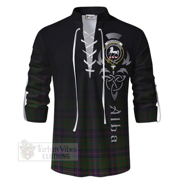 Cochrane Tartan Ghillie Kilt Shirt Featuring Alba Gu Brath Family Crest Celtic Inspired