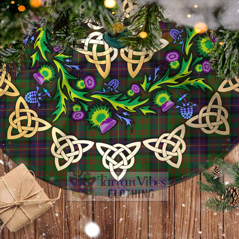 Tartan Vibes Clothing Cochrane Tartan Christmas Tree Skirt with Thistle Celtic Knot Style