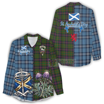 Cochrane Tartan Women's Casual Shirt Happy St. Andrew's Day Half Tartan Style