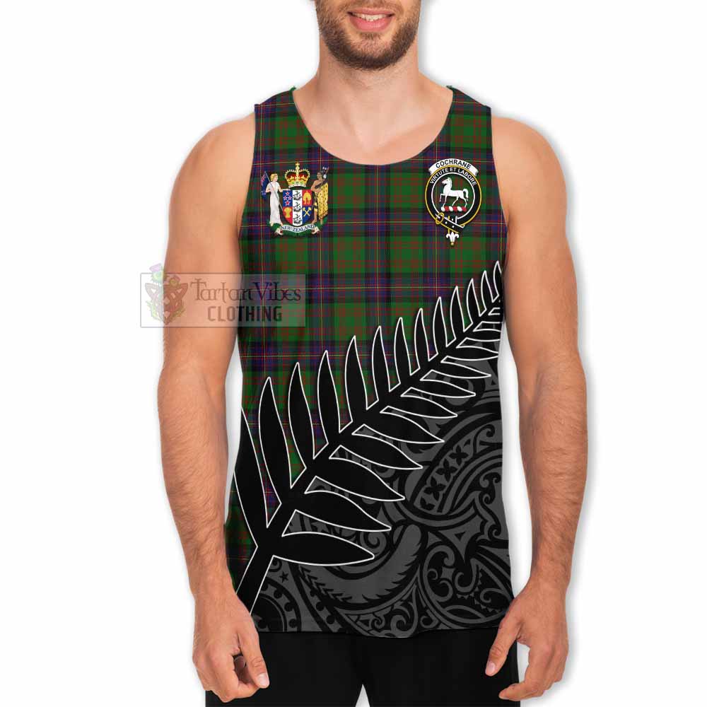 Tartan Vibes Clothing Cochrane Crest Tartan Men's Tank Top with New Zealand Silver Fern Half Style