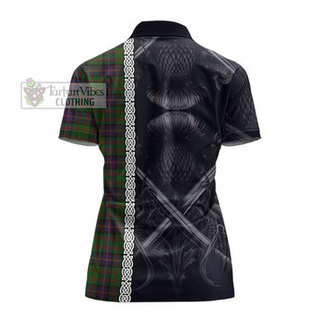 Cochrane Tartan Women's Polo Shirt with Family Crest Cross Sword Thistle Celtic Vibes