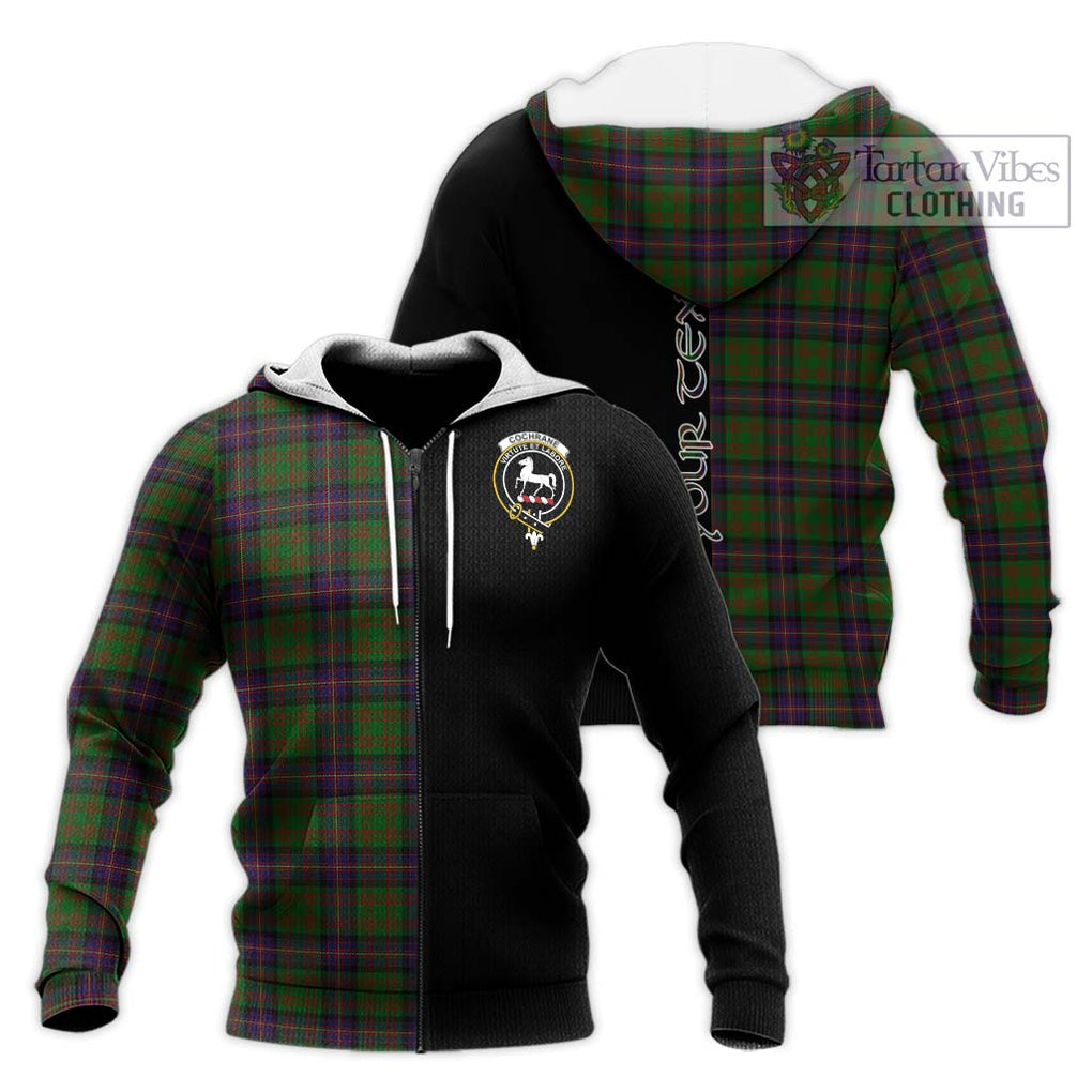 Cochrane Tartan Knitted Hoodie with Family Crest and Half Of Me Style Unisex Knitted Zip Hoodie - Tartanvibesclothing Shop