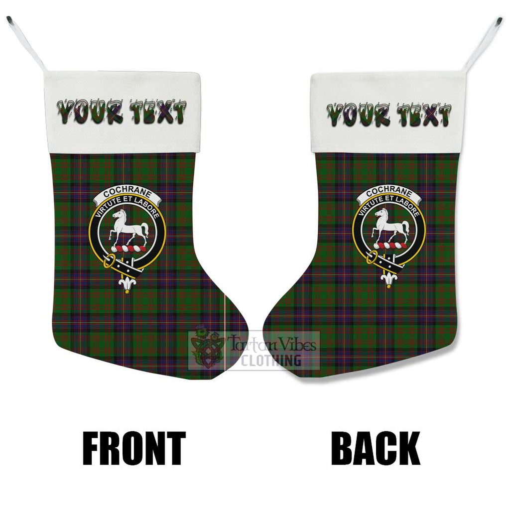 Tartan Vibes Clothing Cochrane Tartan Family Crest Christmas Stocking with Personalized Text