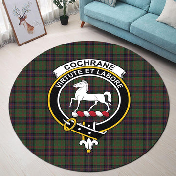 Cochrane Tartan Round Rug with Family Crest