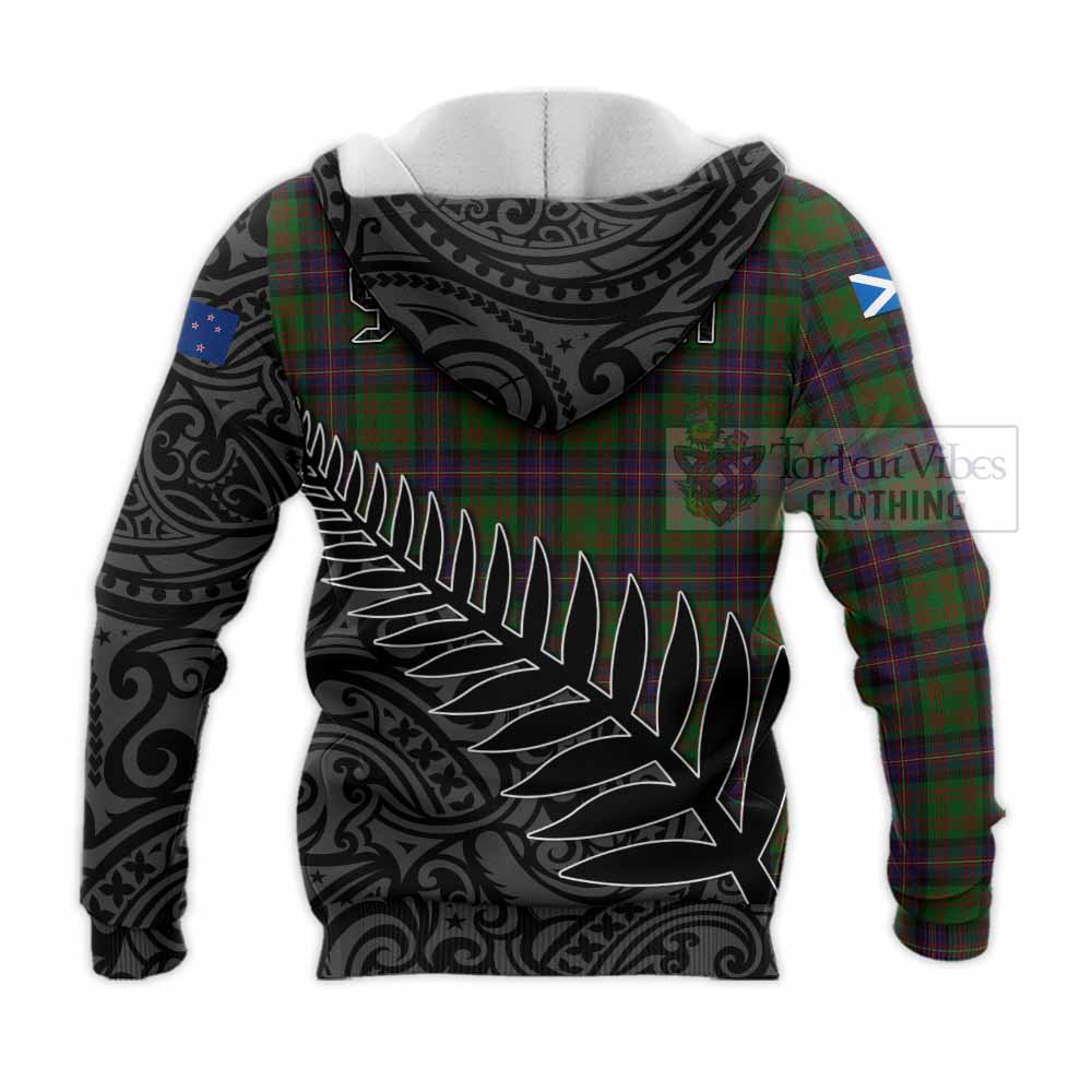 Tartan Vibes Clothing Cochrane Crest Tartan Knitted Hoodie with New Zealand Silver Fern Half Style