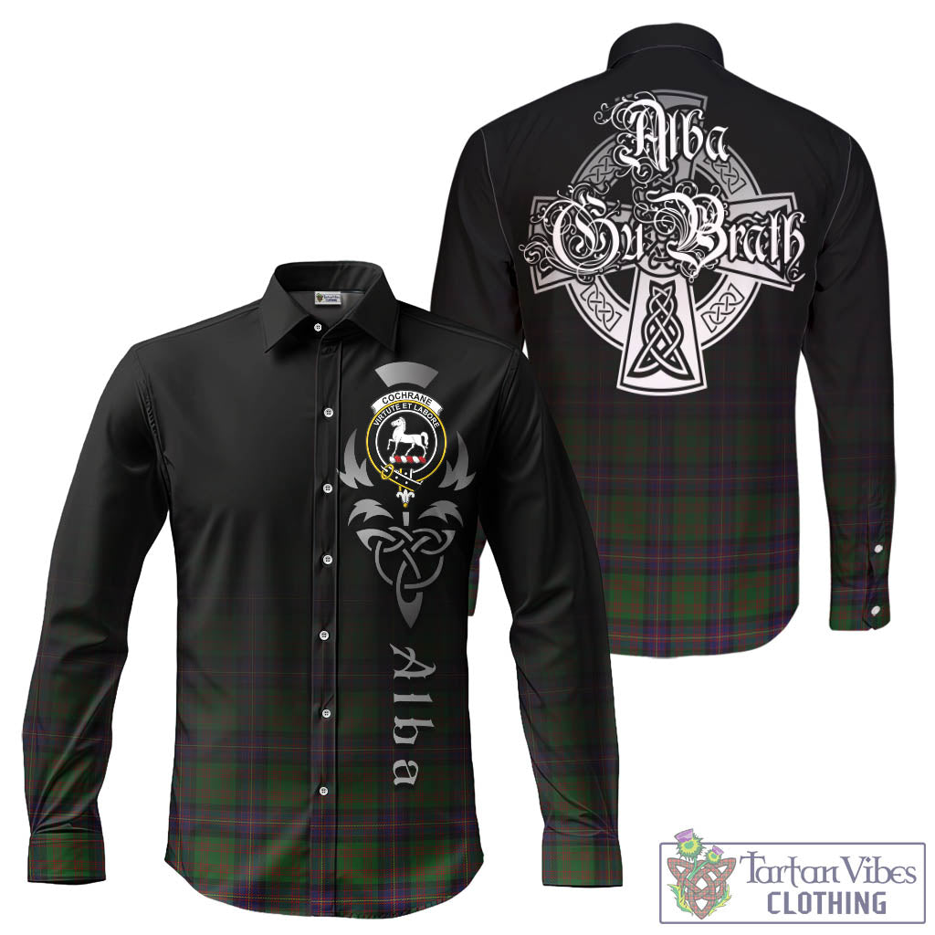 Tartan Vibes Clothing Cochrane Tartan Long Sleeve Button Up Featuring Alba Gu Brath Family Crest Celtic Inspired