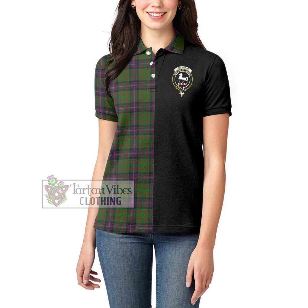 Cochrane Tartan Women's Polo Shirt with Family Crest and Half Of Me Style - Tartanvibesclothing Shop