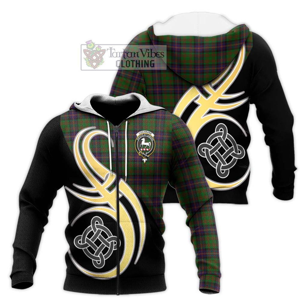 Cochrane Tartan Knitted Hoodie with Family Crest and Celtic Symbol Style Unisex Knitted Zip Hoodie - Tartan Vibes Clothing