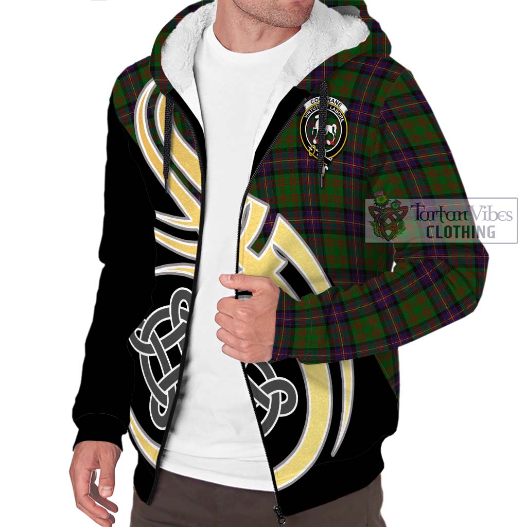 Cochrane Tartan Sherpa Hoodie with Family Crest and Celtic Symbol Style - Tartan Vibes Clothing