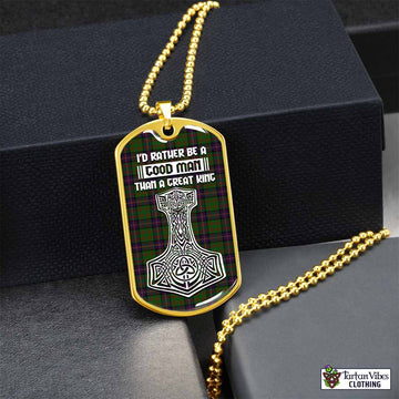 Cochrane Tartan Dog Tag Necklace Viking Mjolnir Style