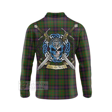 Cochrane Tartan Long Sleeve Polo Shirt with Family Crest Celtic Skull Style