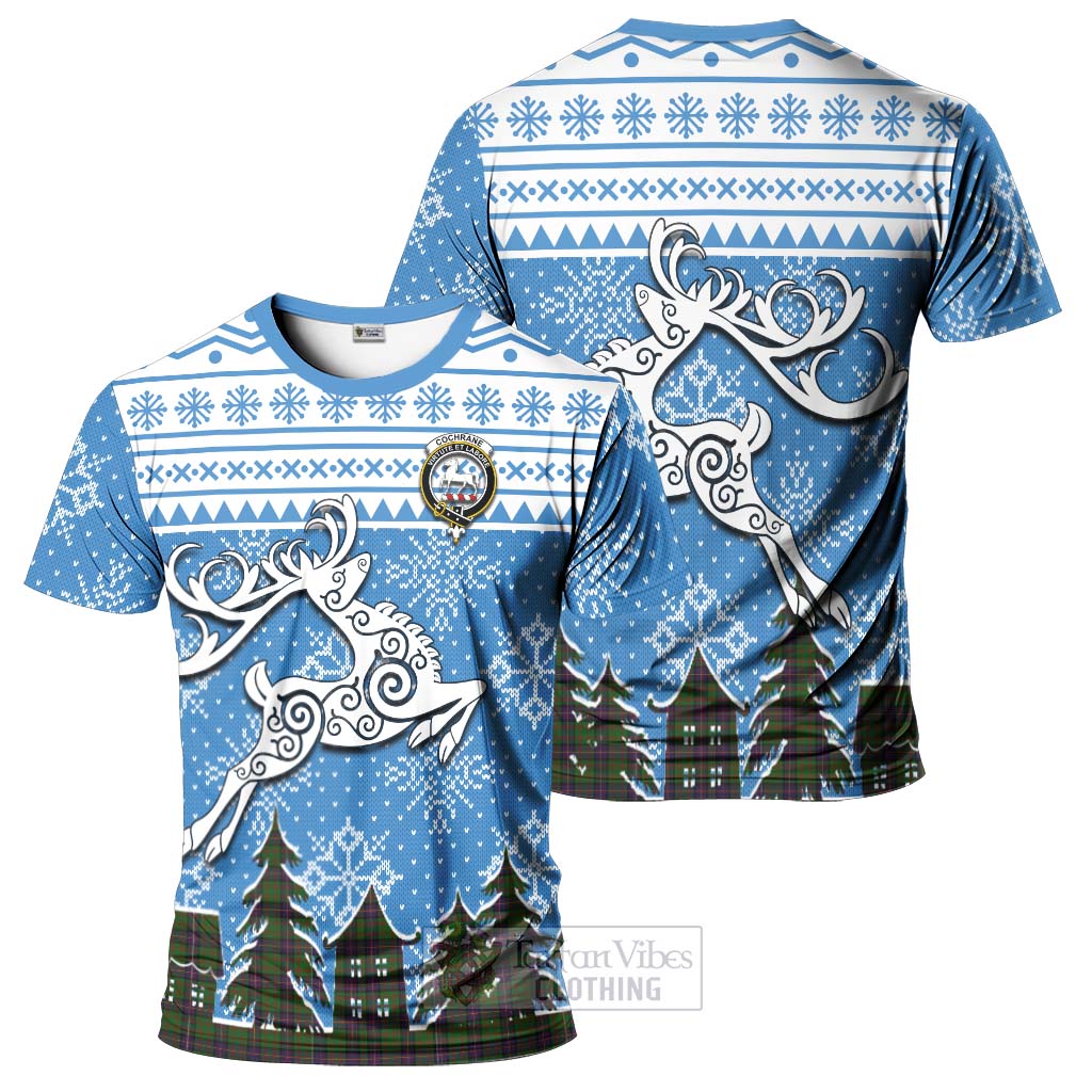 Tartan Vibes Clothing Cochrane Clan Christmas T-Shirt Celtic Reindeer Style