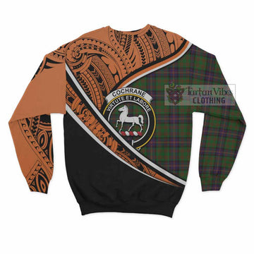 Cochrane Crest Tartan Sweatshirt with Polynesian Vibes Style - Orange Version