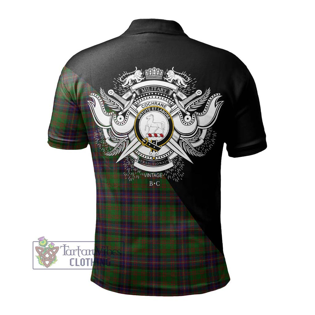 Cochrane Tartan Polo Shirt with Family Crest and Military Logo Style - Tartanvibesclothing Shop