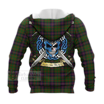 Cochrane Tartan Knitted Hoodie with Family Crest Celtic Skull Style