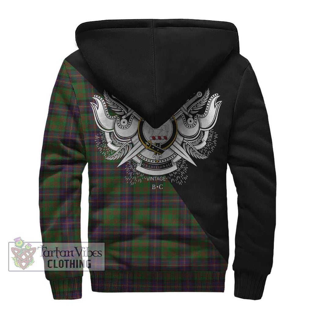 Cochrane Tartan Sherpa Hoodie with Family Crest and Military Logo Style - Tartanvibesclothing Shop