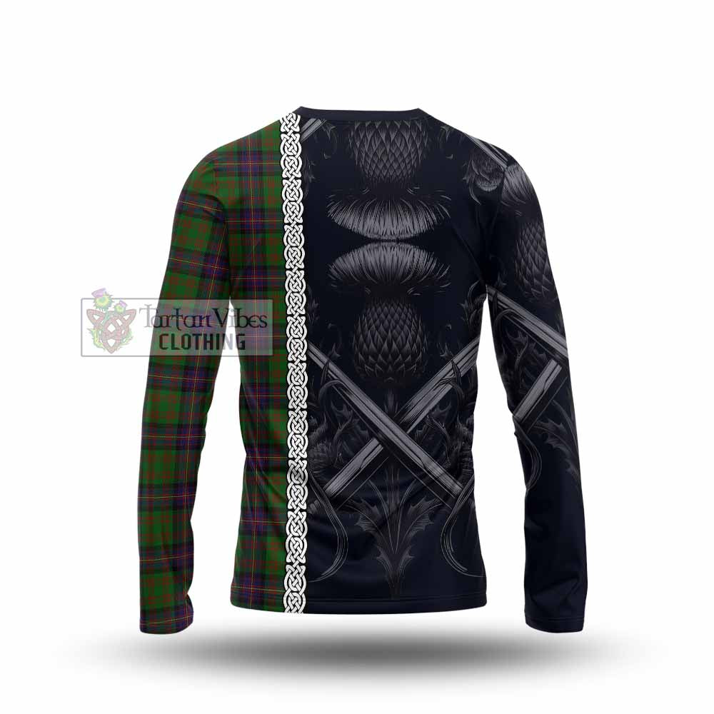 Tartan Vibes Clothing Cochrane Tartan Long Sleeve T-Shirt with Family Crest Cross Sword Thistle Celtic Vibes