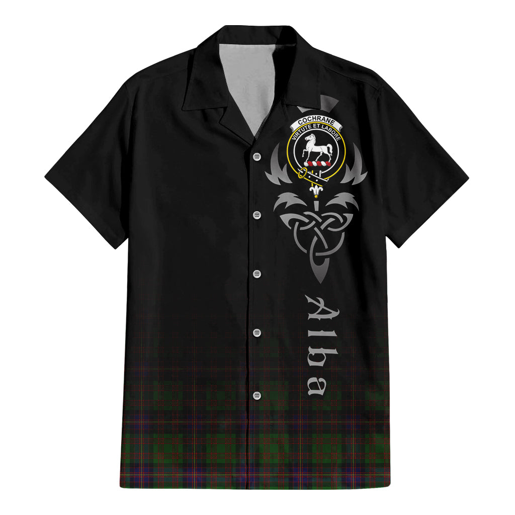 Tartan Vibes Clothing Cochrane Tartan Short Sleeve Button Up Featuring Alba Gu Brath Family Crest Celtic Inspired