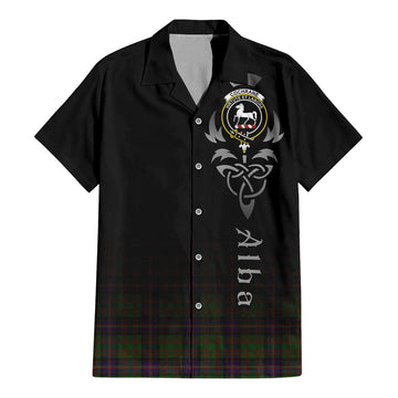 Cochrane Tartan Short Sleeve Button Up Shirt Featuring Alba Gu Brath Family Crest Celtic Inspired